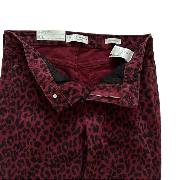 Sanctuary Ankle Jeans Red Black Cheetah Print Stretch Skinny Ankle Pants Size 8 - Picture 5 of 12